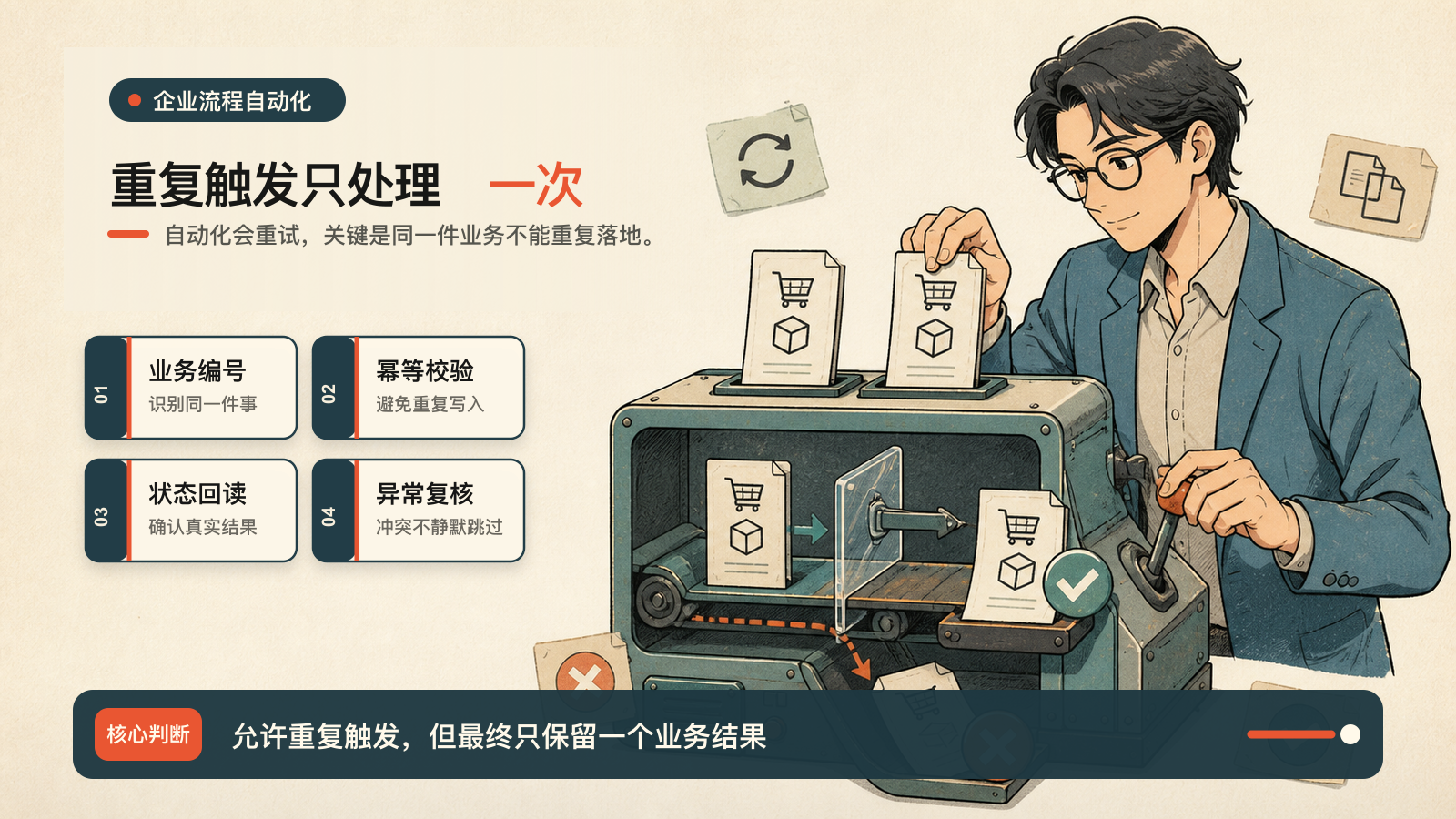 自動化流程為什么會重復(fù)執(zhí)行？企業(yè)別讓一張訂單處理兩次技術(shù)文章配圖