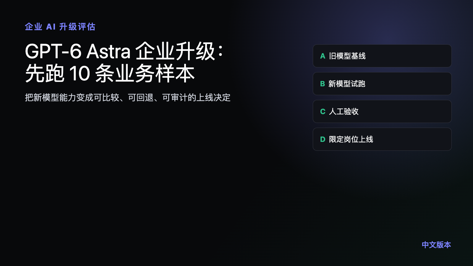 GPT-6 Astra 企業(yè)升級評估：先跑 10 條業(yè)務(wù)樣本技術(shù)文章配圖